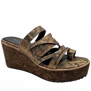 Donald Pliner Women's Ithaca Antique Snake Wedge Sandals Light Bronze - Medium